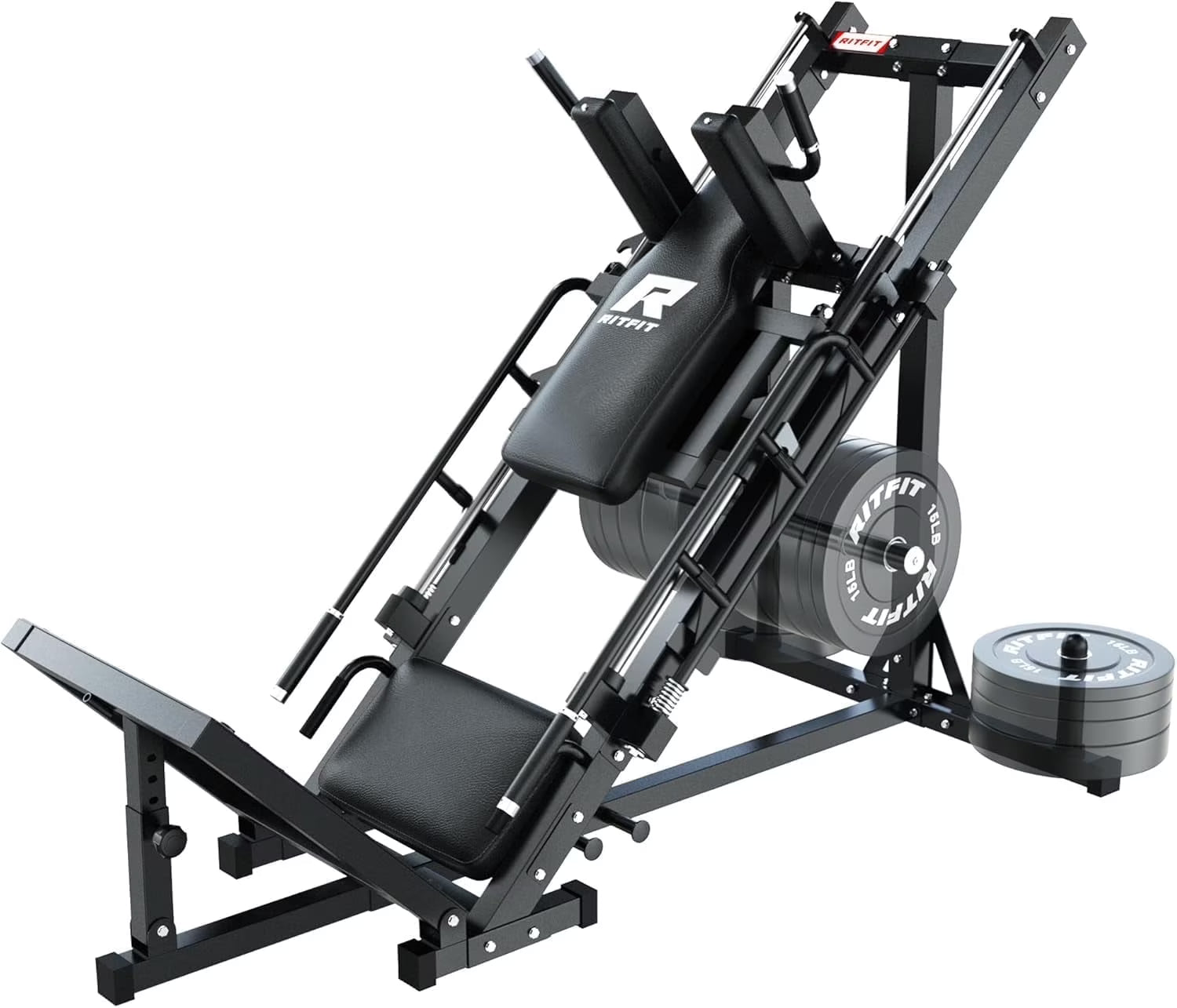 Ritfit Leg Press Hack Squat Machine, Professional Adjustable Leg Press Machine for Home Gym with Linear Bearing, Specialty Hack Squat Machine for Full Lower Body Workout with Weight Storage, Pink